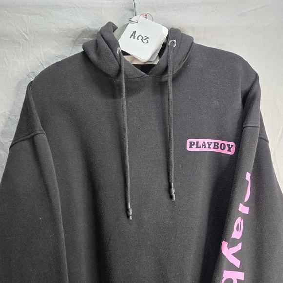 Misguided Playboy XL Oversized Hoodie W/ Pink Logo And Large Print On Back - Picture 12 of 12